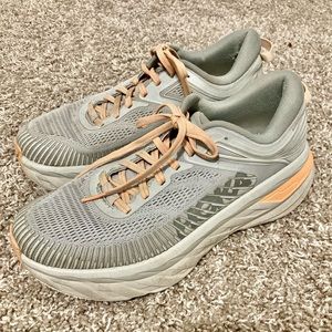 HOKA One One Bondi 7 Womens Size 8.5 Sneaker Gray Arbor Mist Running Shoes
